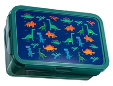 Dinosaur madkasse med 3 rum - Grøn med dinosaurer  - Mad kasse til børn